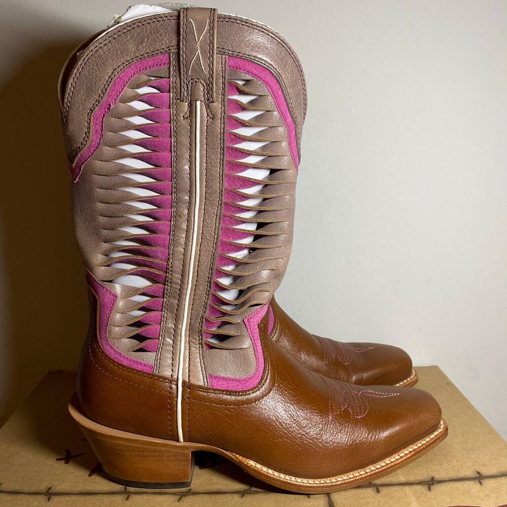 Twisted X Womens 12" Ruff Stock Vented Shaft Cowgirl Leather Boots Size 10 B